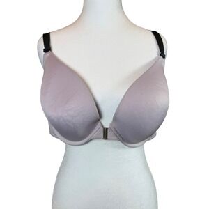 Cacique‎ Boost Plunge Bra Lilac Purple Front Closure Lace Back Size 40DD